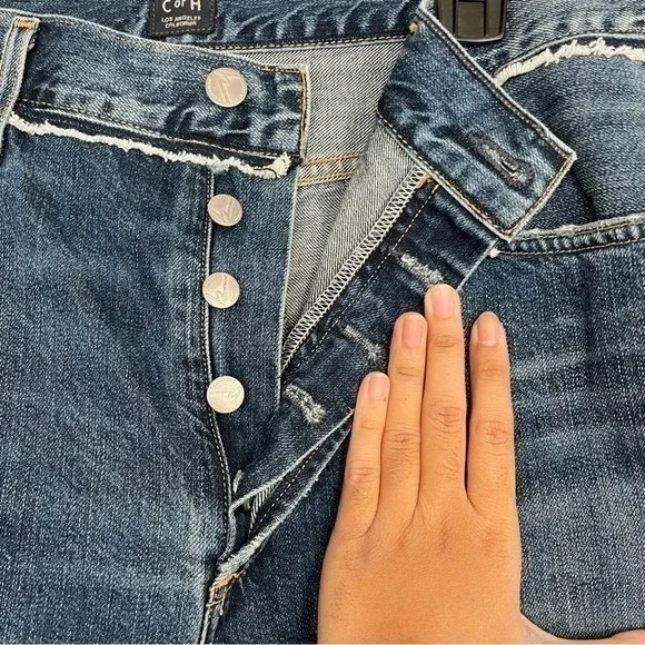 Citizens of Humanity LIYA High Rise Classic Fit Jeans 31 Button Fly Distressed - Picture 6 of 12